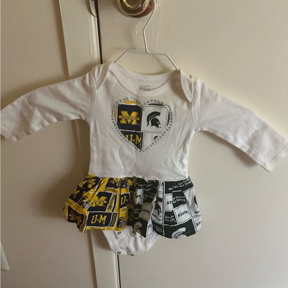 University of Michigan & Michigan State little girls onesie custom-made
